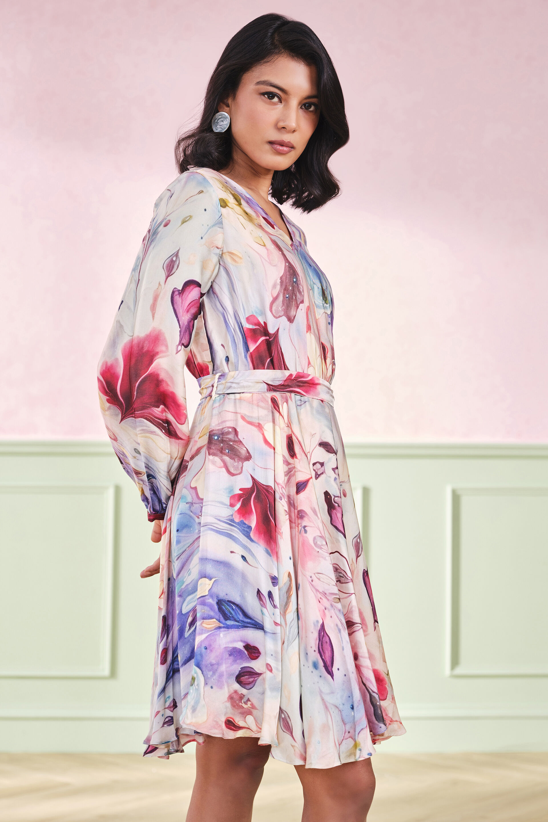 Hibiscus Fields Flared Dress, Multi Color, image 3